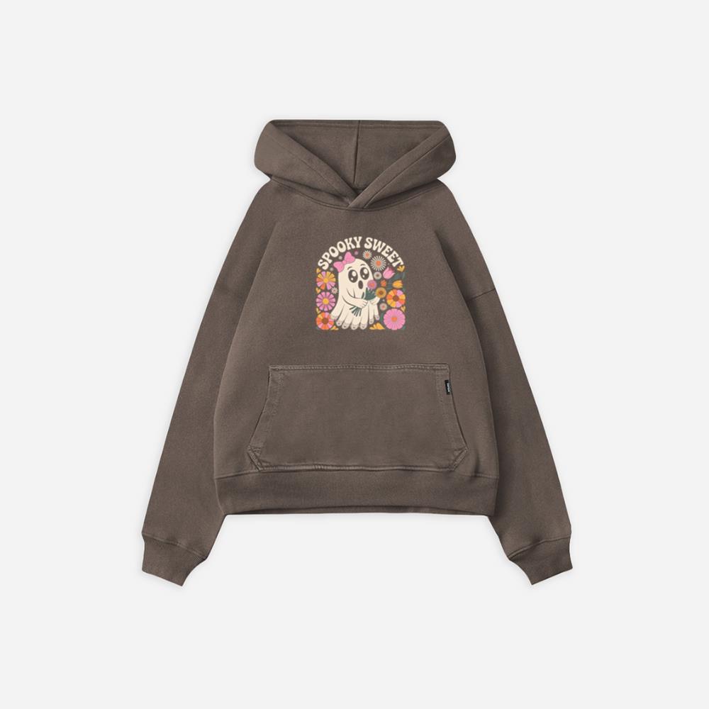 Spooky Sweet Ghost Flower Retro Cartoon Design Hoodie