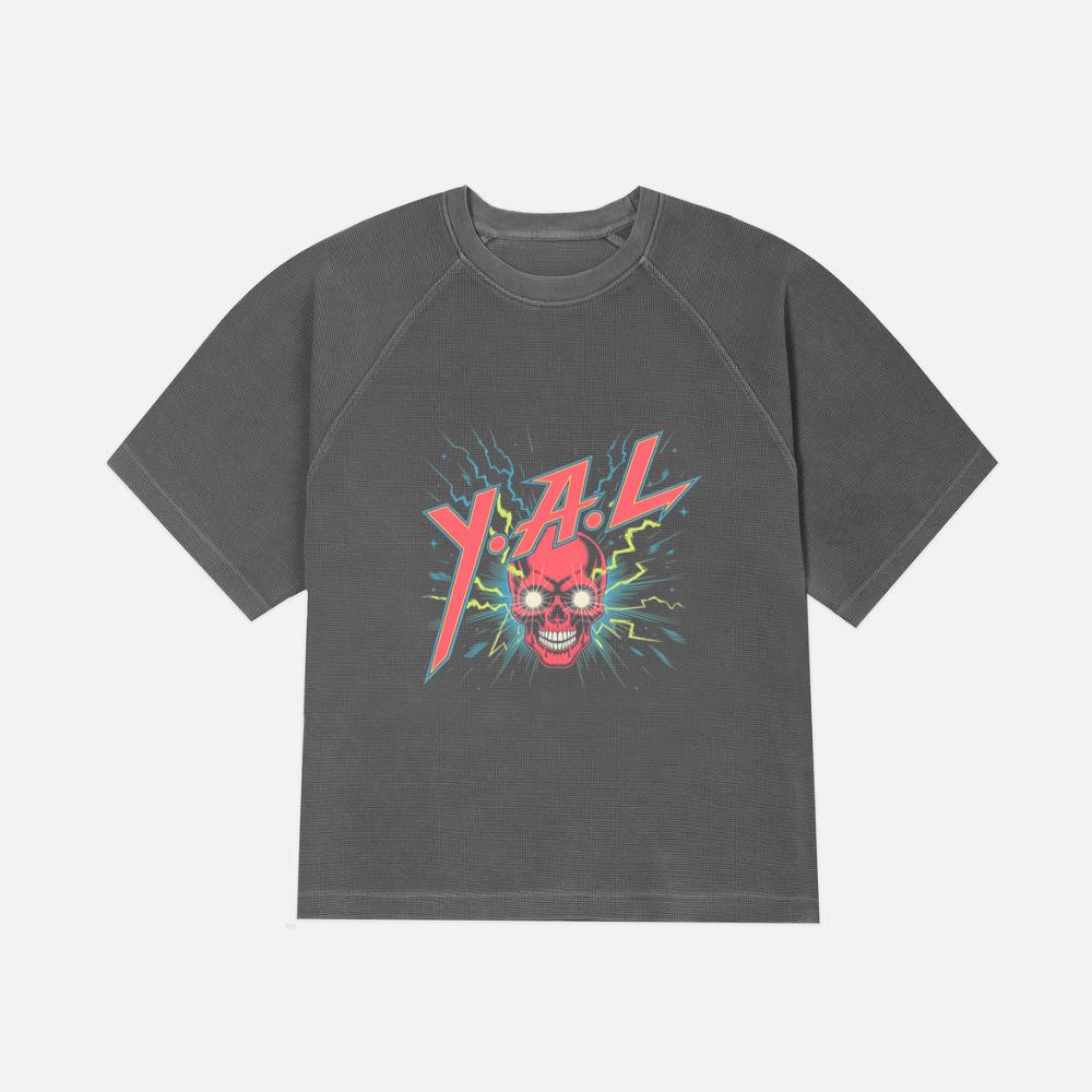 YAL Skull Lightning Bolt Retro Graphic T-Shirt